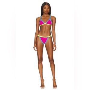 Beach Riot Pink and Yellow Bikini Set Sporty Design